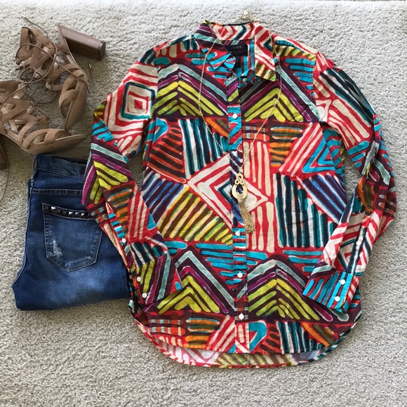 J. Crew Tops - J. Crew Boy Shirt in Geo Brushstroke print
